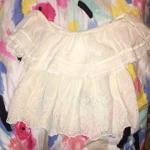Ruffle Cream American Eagle Crop Top
